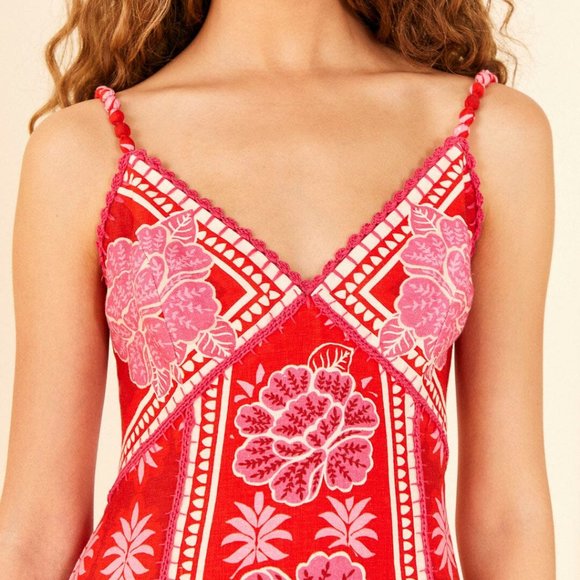 FARM RIO Summer Sunrise Embroidered Linen Maxi Dress - Picture 9 of 17